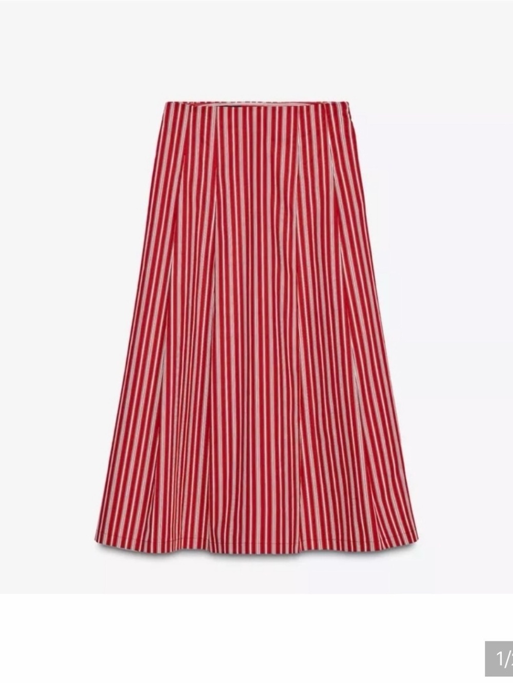 Zara Pleated Striped A-Line Midi Skirt
